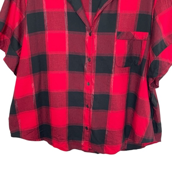 VICTORIA’S SECRET Buffalo Plaid Short-Sleeve Flannel Button Down, XXL - Picture 5 of 11